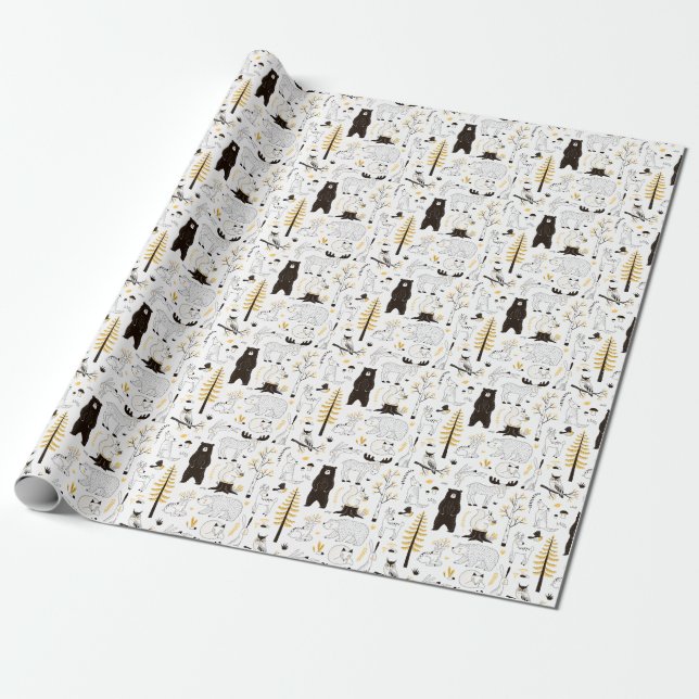 Autumn Forest Trees Leaves Pattern Wrapping Paper (Unrolled)