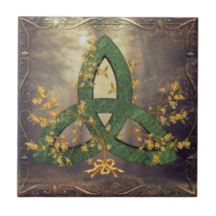 Autumn Forest Triquetra Ceramic Tile