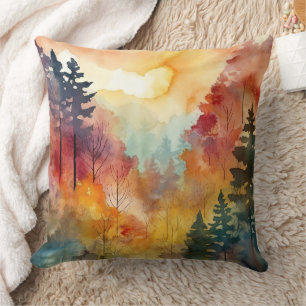 Autumn Forest Watercolor Glow Cushion