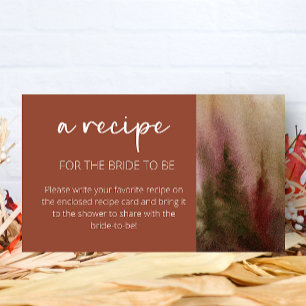 Autumn Forest Watercolor Recipe for the bride Enclosure Card