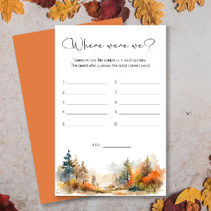 Autumn Forest Where were we bridal shower game
