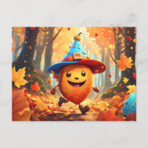 autumn forest with happy men