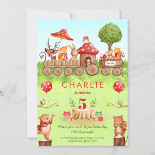 Autumn Forest Woodland Animals Kid Birthday Invite