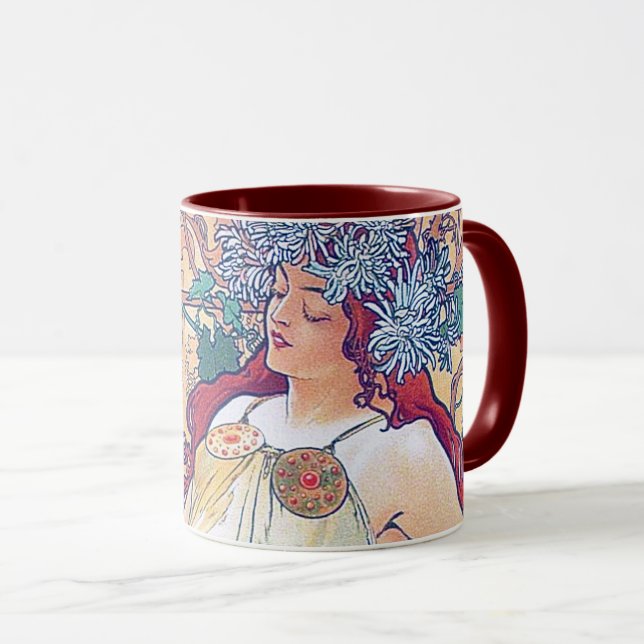 Autumn (Four Seasons), Alphonse Mucha Mug (Front Right)