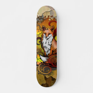 Autumn Fox Camouflage Nature Art Skateboard