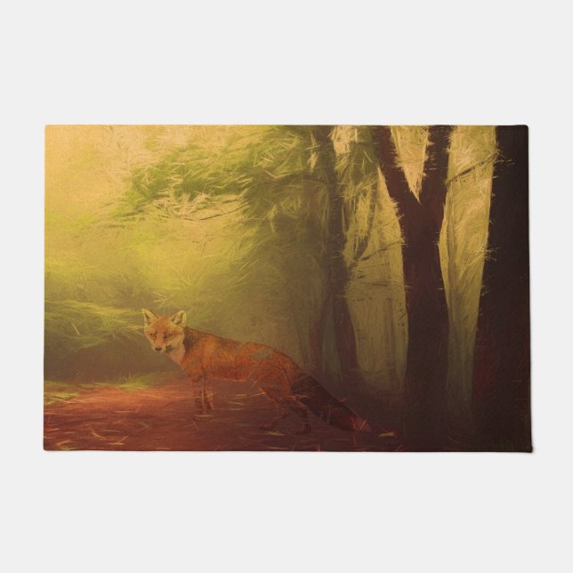 Autumn fox Door Mat (Front)