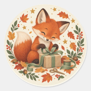 Autumn Fox Gift Wrapping Classic Round Sticker