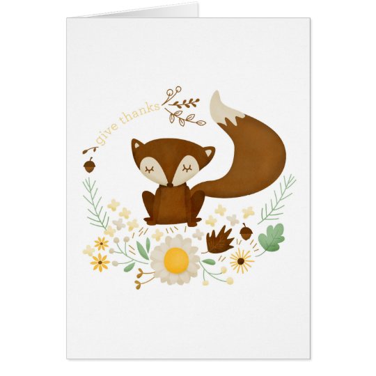 Autumn Fox Give Thanks Greeting Card