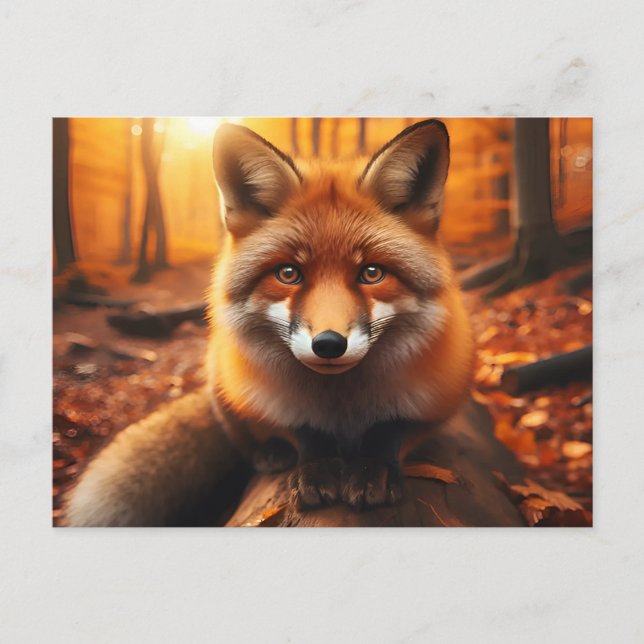 Autumn Fox in Aesthetic & Cute Forest Charm Postcard (Front)