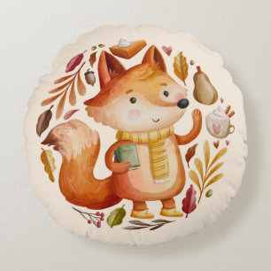 Autumn Fox Round Cushion