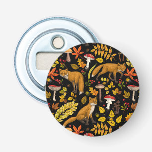 Autumn foxes on black bottle opener