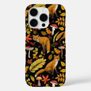 Autumn foxes on black iPhone 16 pro case