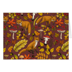 Autumn foxes on chocolate brown