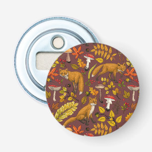 Autumn foxes on chocolate brown bottle opener
