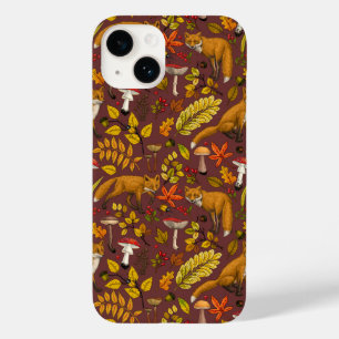 Autumn foxes on chocolate brown Case-Mate iPhone 14 case