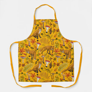 Autumn foxes on orange apron
