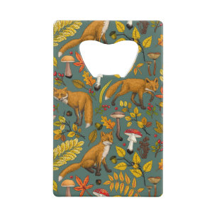 Autumn foxes on pine green
