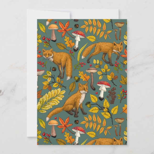 Autumn foxes on pine green (Front)