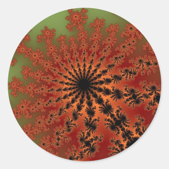 Autumn Fractal Burst Classic Round Sticker (Front)