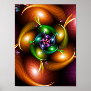 Autumn Fractal Spin Poster