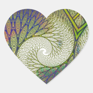Autumn Fractal Tree Heart Sticker