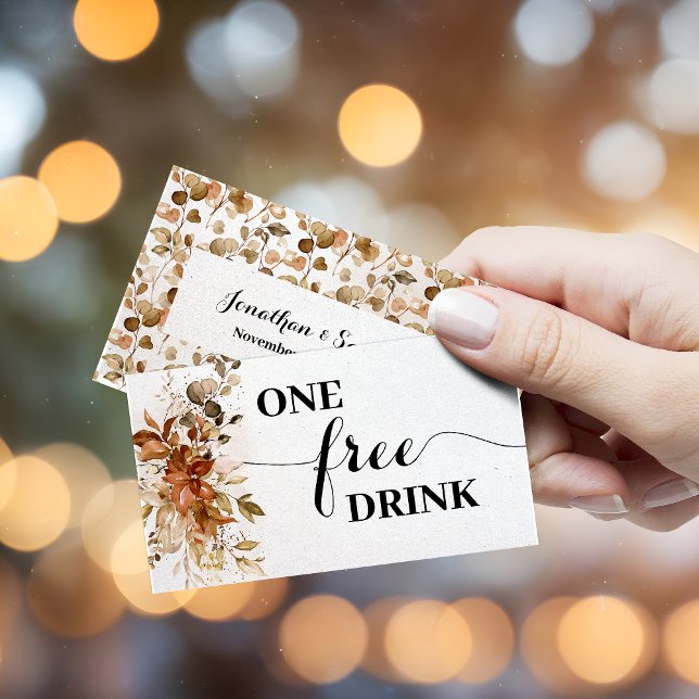 Autumn Free Drink Wedding Reception Ticket Card (Creator Uploaded)