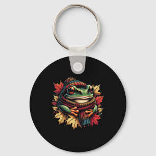 Autumn Frog Fall Leaves Cosy Seasonal Vibes Thanks Key Ring