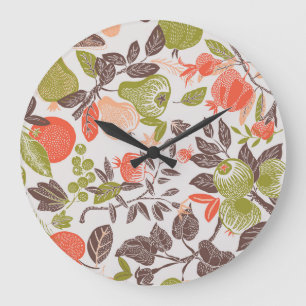 Autumn fruit decorative tile design. large clock