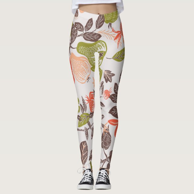 Autumn fruit decorative tile design. leggings (Front)