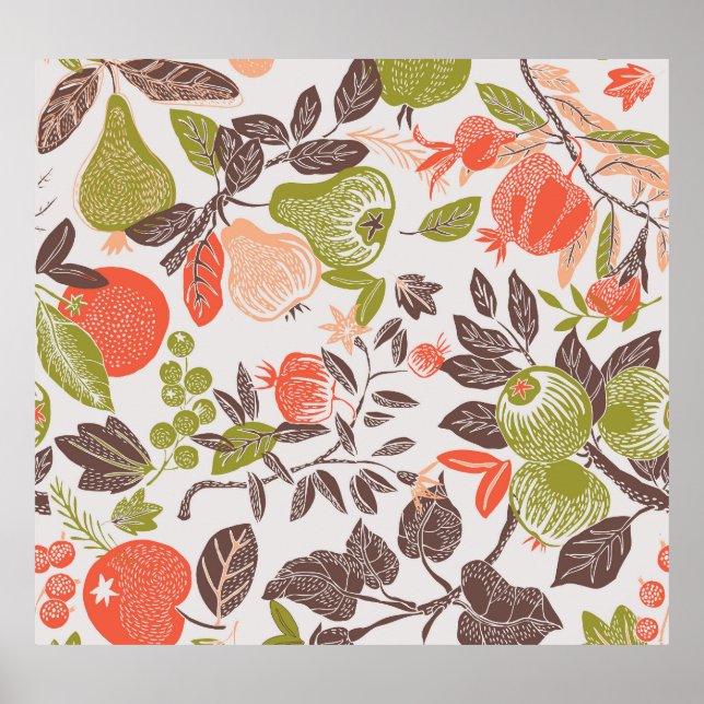 Autumn fruit decorative tile design. poster (Front)