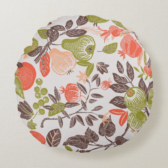 Autumn fruit decorative tile design. round cushion (Front)