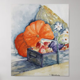 Autumn fruit watercolour poster