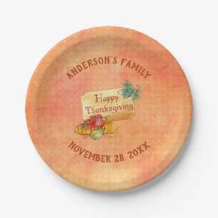 Autumn Fruits And Text Design Paper Plate