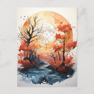 Autumn Full Moon Postcard