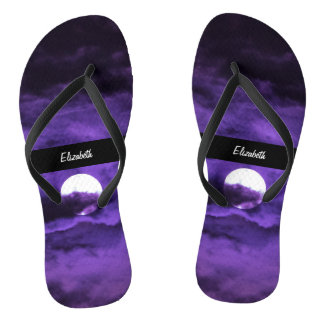Autumn Full Moon Purple Clouds Thongs