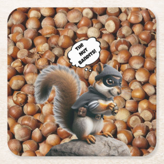 Autumn Funny Squirrel Bandit Paper Coaster