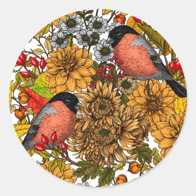 Autumn garden 1 classic round sticker (Front)