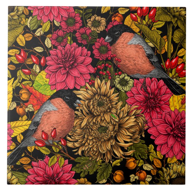 Autumn garden 2 ceramic tile (Front)