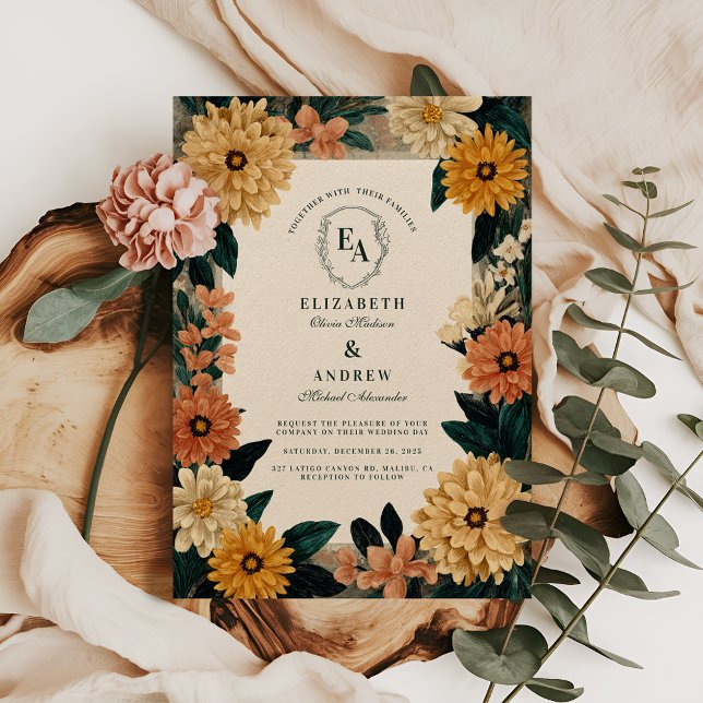 Autumn Garden Bloom Rustic Floral Celebration Invitation (Creator Uploaded)