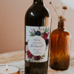 Autumn Garden | Burgundy Bridesmaid Proposal Wine Label<br><div class="desc">This autumn garden | burgundy bridesmaid proposal wine label is perfect for a fall wedding. The design features stunning blush pink, red, navy and burgundy watercolor flowers, blossoms and green leaves arranged in a lively fall floral frame. Customise the wine bottle label with the name of the bridesmaid, a short...</div>