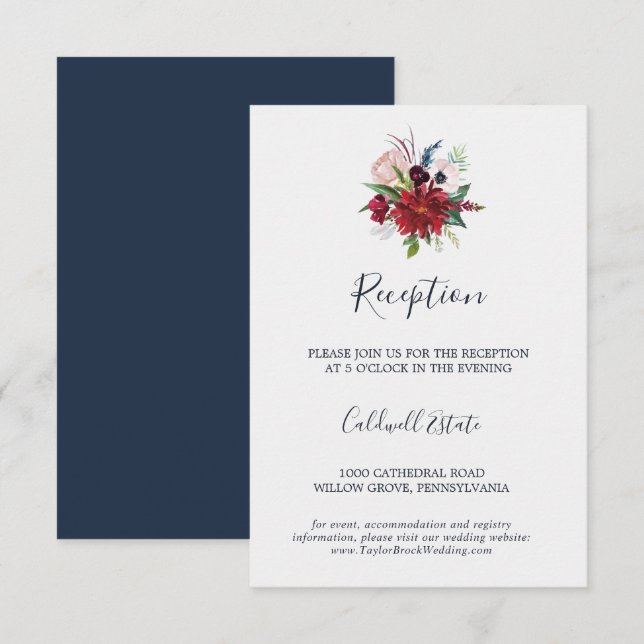 Autumn Garden | Burgundy Reception Insert Card (Front/Back)