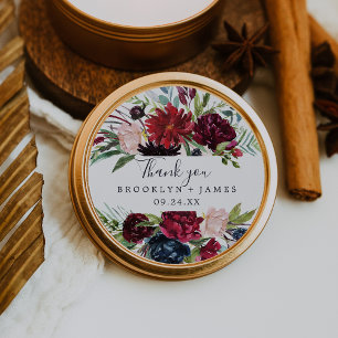 Autumn Garden   Burgundy Thank You Favour Sticker