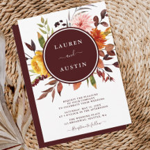 Autumn Garden Burgundy Watercolor Wedding