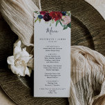 Autumn Garden | Burgundy Wedding Dinner Menu<br><div class="desc">This autumn garden burgundy wedding dinner menu card is perfect for a fall wedding. The floral design features stunning blush pink, red, navy and burgundy watercolor flowers, blossoms and green leaves arranged in a lively fall bouquet. This menu can be used for a wedding reception, rehearsal dinner, or any event....</div>