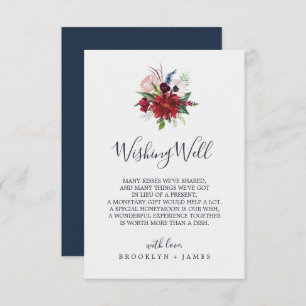 Autumn Garden Burgundy Wedding Wishing Well Card