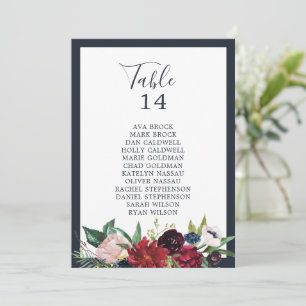 Autumn Garden   Navy Table Number Seating Chart