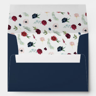 Autumn Garden   Navy Wedding Invitation Envelope