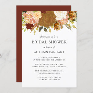Autumn Garden Rustic Floral Bridal Shower Invitation