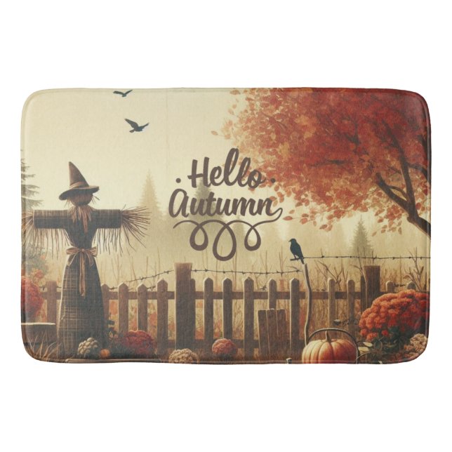 Autumn garden & scarecrow  bath mat (Front)
