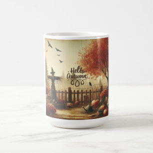 Autumn garden & scarecrow coffee mug